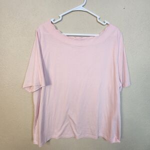 Talbots Light Pink Scalloped Neckline Short Sleeve Tee 2X (5752)